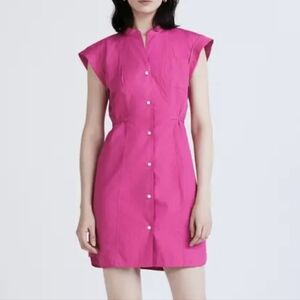 Derek Lam 10 Crosby Peyton Sleeveless Mini Shirt Dress - Pink Twill 2